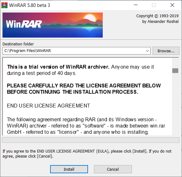 Правильная установка WinRAR на компьютер Windows 10